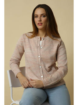 Allen Solly - Pink Self Design Regular Fit Sweater