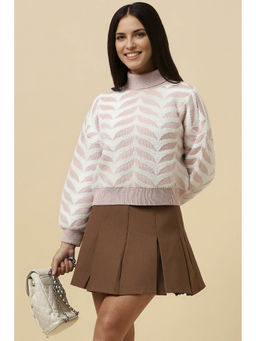 Allen Solly - Pink Self Design Regular Fit Sweater