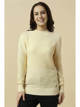 Allen Solly - Cream Self Design Regular Fit Sweater