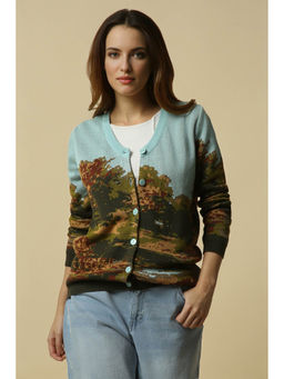 Allen Solly - Blue Woven Regular Fit Sweater