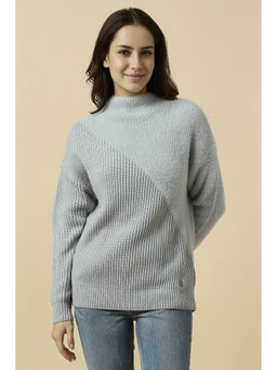Allen Solly - Grey Textured Regular Fit Sweater