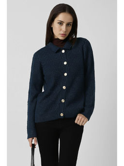 Van Heusen - Navy Blue Solid Regular Fit Sweater