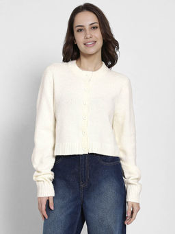 American Eagle - Cream Solid Fitted Fit Sweater