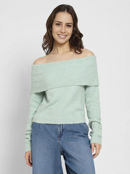 American Eagle - Green Solid Fitted Fit Sweater