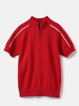 United Colors of Benetton - Boys Red Regular Fit Solid Sweatshirt