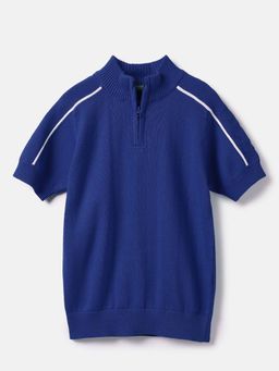 United Colors of Benetton - Boys Blue Regular Fit Solid Sweatshirt