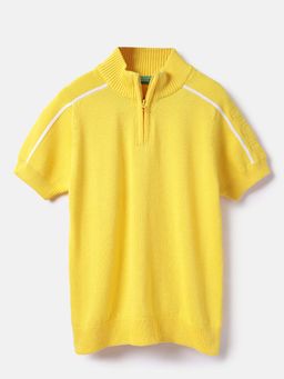 United Colors of Benetton - Boys Yellow Regular Fit Solid Sweatshirt