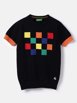 United Colors of Benetton - Boys Black Regular Fit Woven Sweatshirt