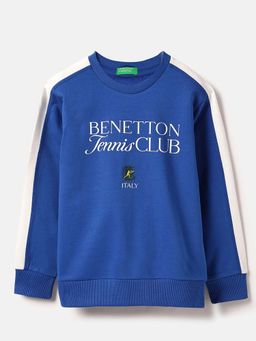 United Colors of Benetton - Boys Blue Regular Fit Typography Sweatshirt