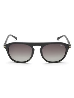 IDEE - Green Gradient Lens Oval Sunglass Full Rim Shiny Black Frame (53)
