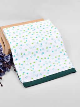Moms Home - Organic Cotton Baby Muslin Dohar -0-3 Years - Green Heart