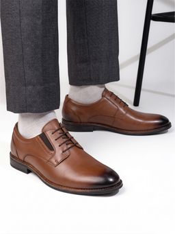 Alberto Torresi - Horwik Series Tan Crust Leather Plain Lace-Up Derbies