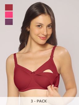 MomToBe - Cotton Non-Padded Non Wired Maternity Bra Multi-Color (Pack of 3)