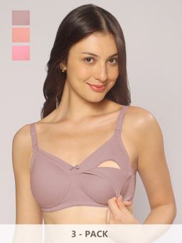 MomToBe - Cotton Non-Padded Non Wired Maternity Bra Multi-Color (Pack of 3)
