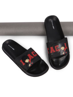 Bewakoof - Men's Black Itachi Chibi Printed Sliders