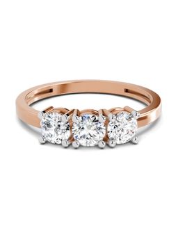 Sparkles - 3 Stone Lab Grown Diamonds Ring 0.74 Ct 14Kt Rose Gold