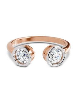 Sparkles - 2 Stone Lab Grown Diamonds Open Ring 1 Ct 14Kt Rose Gold