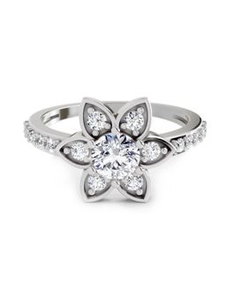 Sparkles - Floral Lab Grown Diamonds Ring 0.84 Ct 14Kt Silver