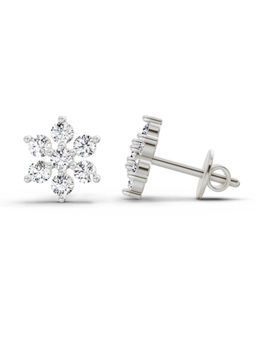 Sparkles - Floral Lab Grown Diamonds Earring 0.62 Ct 14K Silver