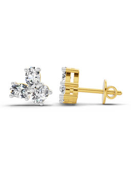 Sparkles - Lab Grown Diamond 14KT 1.02ct 3 Stone Earring Yellow Gold