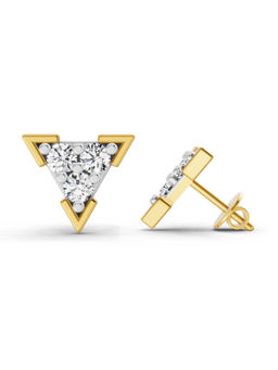 Sparkles - Lab Grown Diamond 14KT 1.05ct 3 Stone Triangle Earring Yellow Gold