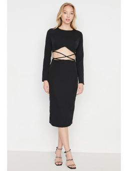 Trendyol - Womens Black Solid Dress