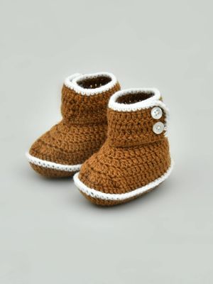 New Baby Winter Socks Shoes In Crochet Character Shoes (0-6 Months) In Brown & Coffee Color On Sale