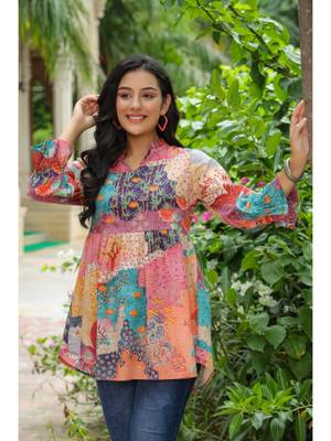 Buy Rain & Rainbow Multi Color Floral Printed A-Line Kurti Online