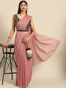 Akhilam - Womens Polycotton Purple Solid Saree with Unstitched Blouse