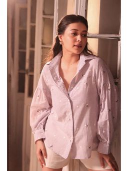 Sutra Art of Clothing - Lavender Pure Cotton Embroidered Shirt