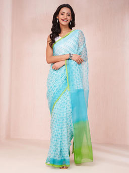 Fabindia - Blue Cotton Silk Sari