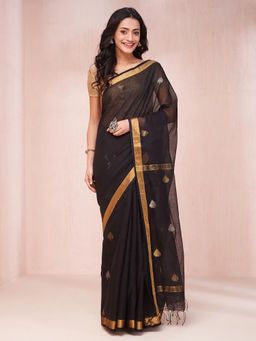 Fabindia - Black Cotton Silk Sari
