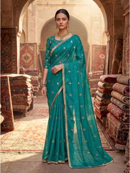Nyri - Pure Georgette Morpinchh Color Blooming Saree with Unstitched Blouse