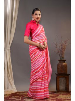 Nyri - Pure Georgette Pink Printed Festive Designer Saree with Unstitched Blouse