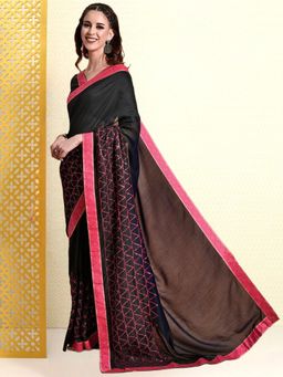 Nyri - Black Pure Georgette Geometric Full Sequinned Heavy Work Saree with Unstitched Blouse