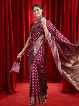 Nyri - Woven Design Banarasi Saree with Unstitched Blouses With Matching Blouse