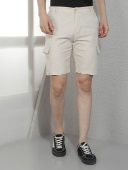 CRIMSOUNE CLUB - Men Beige Pure Cotton Shorts
