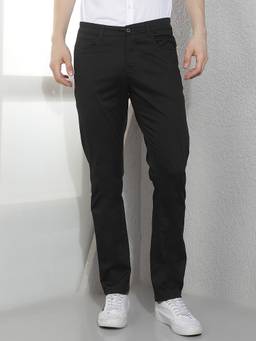 CRIMSOUNE CLUB - Men Black Straight Trousers
