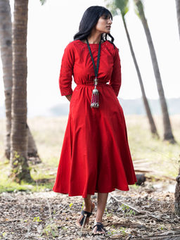 Okhai - Warmth Hand Embroidered Mirror Work Dress