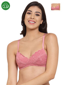 Inner Sense - Organic Cotton Antimicrobal Laced Cushioned Padded Bra -Pack Of 2 -Pink