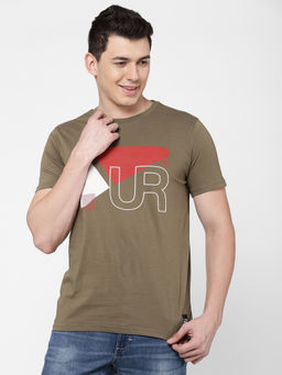 Lee - Men Olive Graphic Print Slim Fit T-shirt