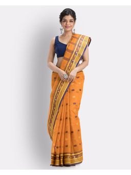 Angoshobha - Bengal Cotton Orange Tangail Tant Saree