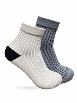 Ben Sherman - Men Ankle Length Socks - Beige & Grey Melange (Pack of 2)