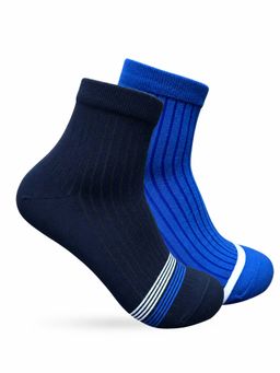Ben Sherman - Men Ankle Length Socks - Navy & Mid Blue (Pack of 2)