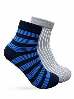 Ben Sherman - Men Ankle Length Socks - Navy & Grey Melange (Pack of 2)
