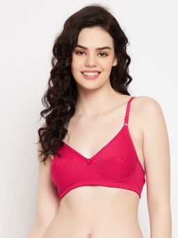 Clovia - Non-padded Non-wired Full Cup Bra In Magenta Cotton Rich