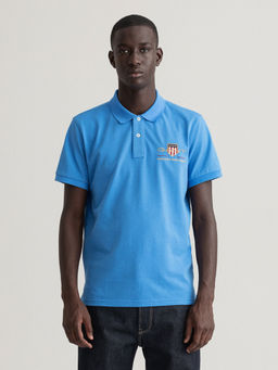 GANT - Men Blue Solid Regular Fit Polo T-Shirt