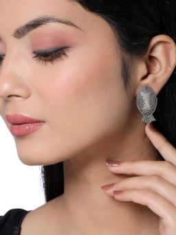 VIRAASI - Fish Design Oxidised Stud Earrings for Women and Girls