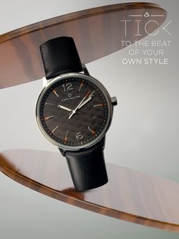 CARLINGTON - Men Black Resin Round Dial Watch (Aristocrat 107Black) (M)
