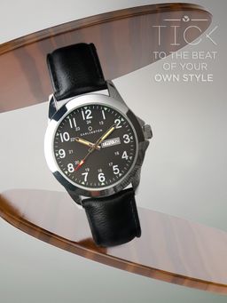 CARLINGTON - Men Black Resin Round Dial Watch (Aristocrat 1073 Black) (M)
